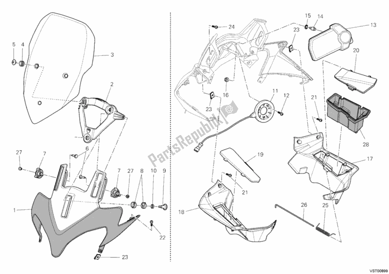 Alle onderdelen voor de Motorkap van de Ducati Multistrada 1200 S Touring 2010
